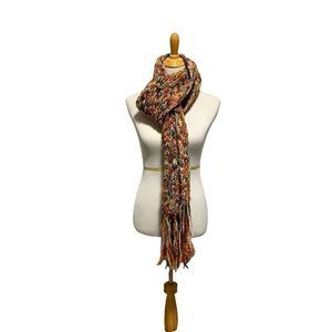 Rainbow Multi Colour & Silver Knit Scarf